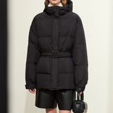 Alica | Dicke Kapuzen-Daunenjacke mit Gürtel