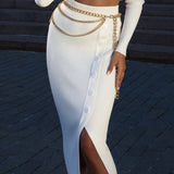 Johanna | Zweiteiliges Set: Crop Top und Langes Geteiltes Kleid