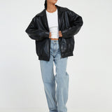 Clara | Oversized-Kunstlederjacke