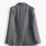 Jana | Klassischer oversized grauer Pinstripe-Blazer mit zwei Knöpfen für Damen