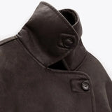 Olivia | Revers Kunstleder Warme Jacke Zendoo.de