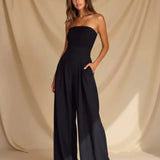 Eleganter trägerloser Damen Jumpsuit in Dunkelblau – Perfekt für Abendveranstaltungen & Partys