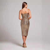 Adele|  Glänzendes Midi-Kleid mit Reißverschluss