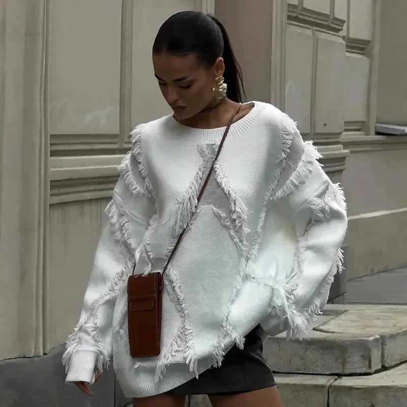 Clara | Übergroßer Pullover mit Quasten für Damen Zendoo.de
