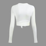 Edith | Stylisches Front-Tie-Shirt mit trendigem Schriftzug und engem Schnitt