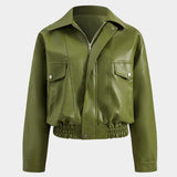 Mila | Grüne Jacke aus Kunstleder