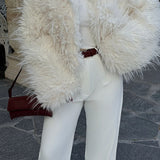 Mia | Eleganter weißer Kunstpelzmantel für Damen
