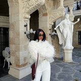 Mia | Eleganter weißer Kunstpelzmantel für Damen