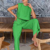 Elena | Zweiteiliges Leinen-Set mit Weitbein-Hose