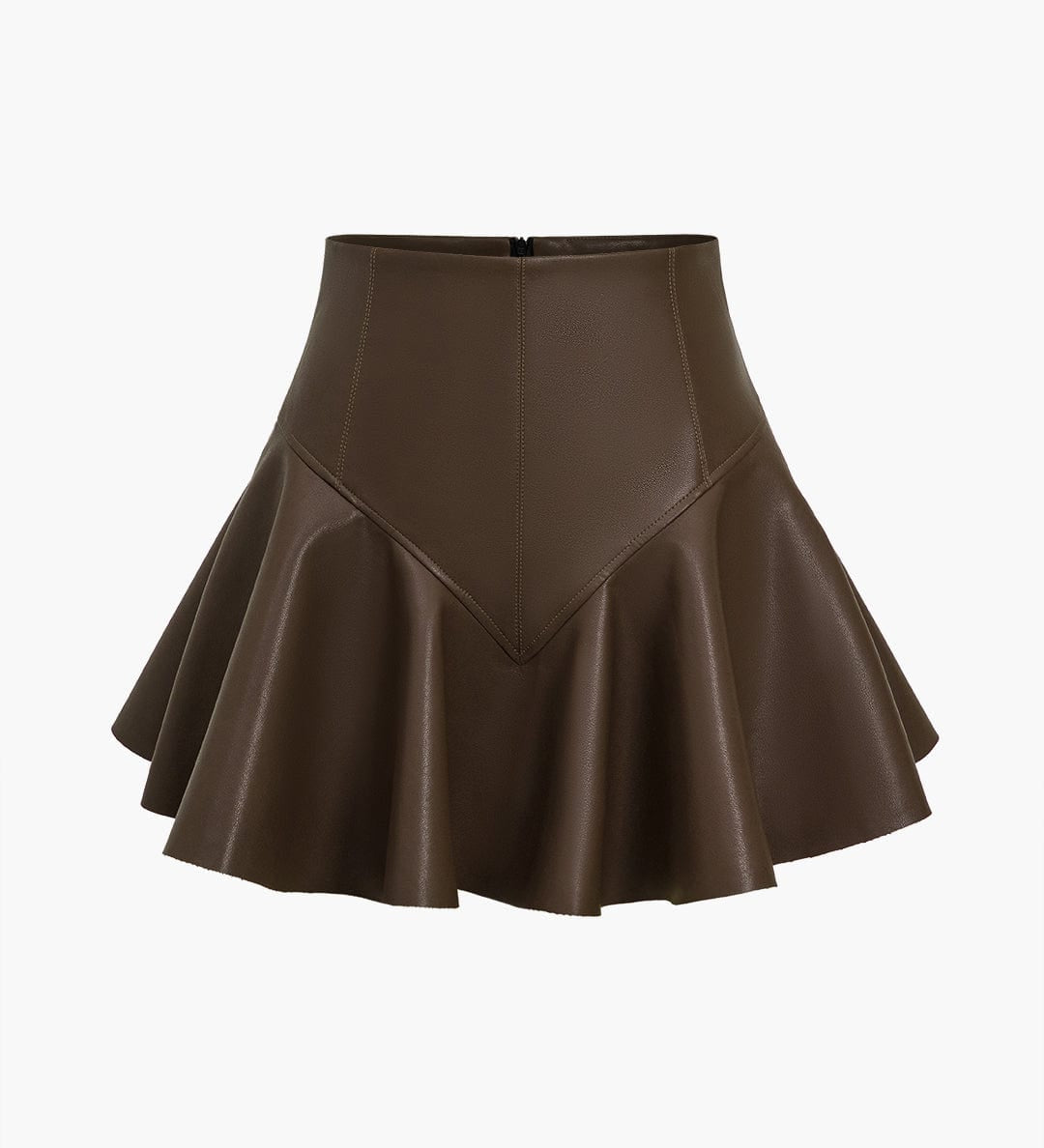 Marigold | Verspielter Kunstleder-Skaterrock mit High-Waist-Schnitt und ausgestelltem Saum