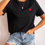 Basic Damen T-Shirt mit Herz-Detail – Minimalistisch, Casual & Kombinationsstark