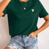 Basic Damen T-Shirt mit Herz-Detail – Minimalistisch, Casual & Kombinationsstark