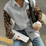 Gestreifte Damenbluse mit Leo-Details – Auffällig, Lässig & Streetstyle-ready