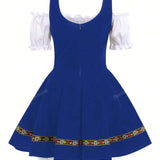 Oktoberfest Dirndl Kleid für Damen – Traditionelles Trachtenkleid mit Schürze