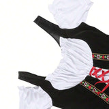 Oktoberfest Dirndl Kleid für Damen – Traditionelles Trachtenkleid mit Schürze