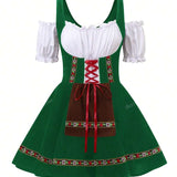 Oktoberfest Dirndl Kleid für Damen – Traditionelles Trachtenkleid mit Schürze