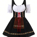 Oktoberfest Dirndl Kleid für Damen – Traditionelles Trachtenkleid mit Schürze