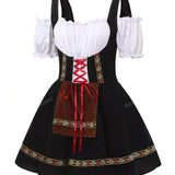 Oktoberfest Dirndl Kleid für Damen – Traditionelles Trachtenkleid mit Schürze