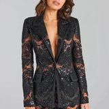 Clara | Luxuriöses Pailletten-Blazer- und Hosen-Set