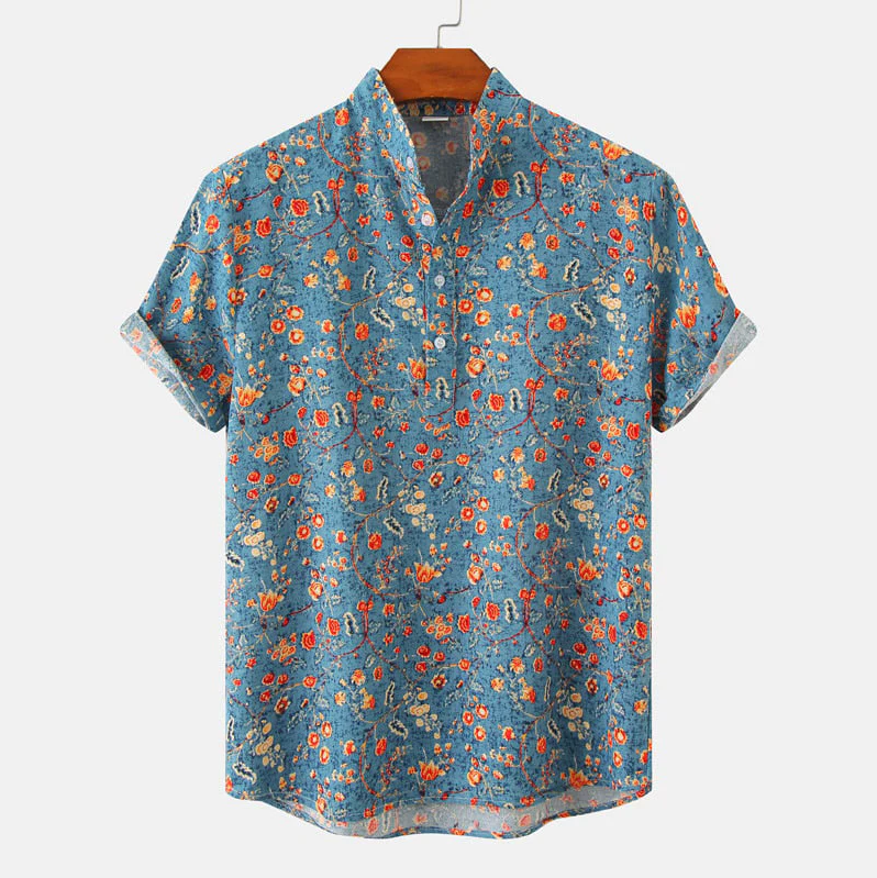 Leo | Verspieltes Kurzarmhemd mit Vintage-Blumenmuster