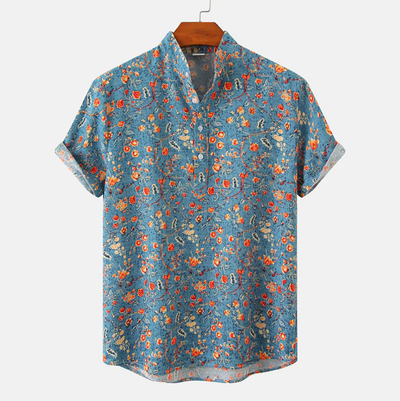 Leo | Verspieltes Kurzarmhemd mit Vintage-Blumenmuster