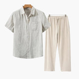 Lincoln | Old Money Herren Leinen-Set mit Kurzarmhemd & Sommerhose