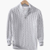 Hunter | 3-teiliges Set Grau Zopfmuster Half Zip pullover mit hose & Wildleder-Loafer