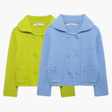 Dietlinde | Texturierte zweireihige Strickjacke