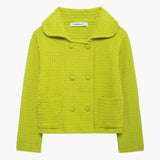 Dietlinde | Texturierte zweireihige Strickjacke