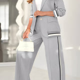 Damenanzug – Elegantes Zweiteiler-Set mit Blazer und weiter Hose