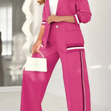 Damenanzug – Elegantes Zweiteiler-Set mit Blazer und weiter Hose