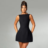 Ärmelloses A-Linien Minikleid mit elegantem Rundhalsausschnitt