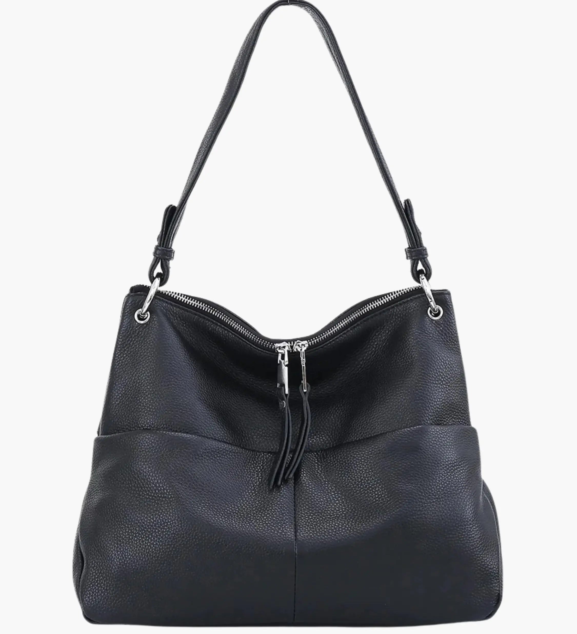 Hannelore| Hobo-Tasche aus weichem Leder mit Zipper-Verschluss