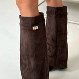 Evy | Elegante Damenstiefel aus hochwertigem Suede mit goldenen Akzenten