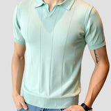 Retro-Strick-Poloshirt in Mintgrün