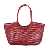 Lena | Braun Geflochtene Leder-Shopper – Rustikal & Stilvoll