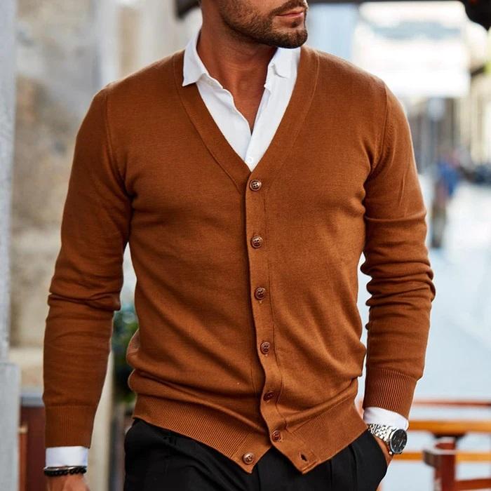Elegante Strickjacke mit V-Ausschnitt und Knopfleiste für stilvolle Outfits
