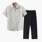 Lincoln | Old Money Herren Leinen-Set mit Kurzarmhemd & Sommerhose