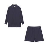 Leichter Zweiteiler aus Baumwollmix – Oversize Bluse & Shorts für Damen