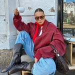 Jade | Übergroße Kontrastnaht Jacke Zendoo.de