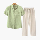 Lincoln | Old Money Herren Leinen-Set mit Kurzarmhemd & Sommerhose
