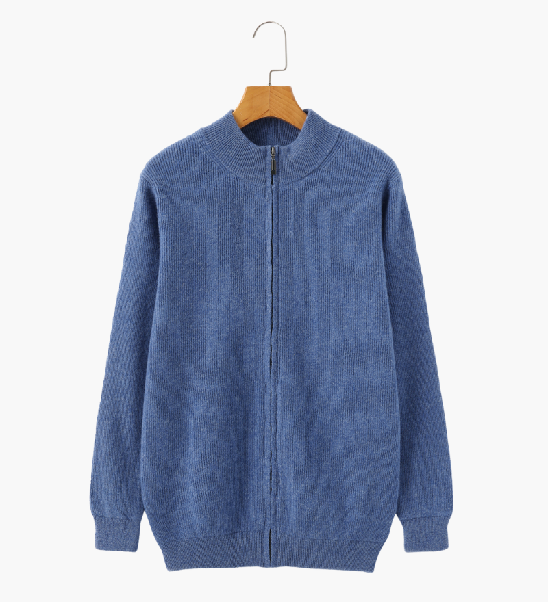 Wesley | Rippenstrick Reißverschluss Kaschmir Strickjacke für Männer