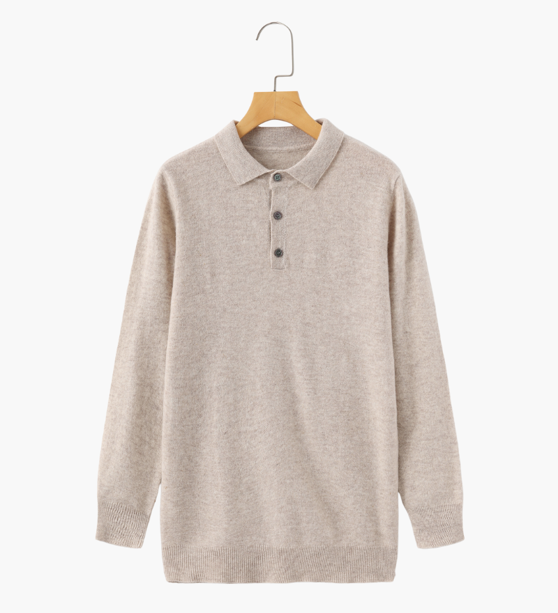Bennett | Luxuriöser Herren Kaschmirpullover mit Polokragen & Knopfleiste