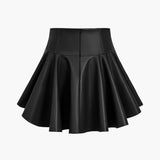 Marigold | Verspielter Kunstleder-Skaterrock mit High-Waist-Schnitt und ausgestelltem Saum