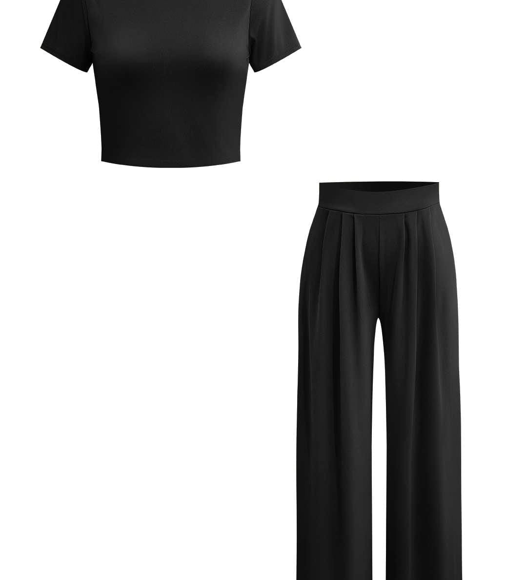 Luna | Elegantes Zweiteiler-Set mit Crop-Top & Palazzo-Hose