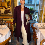 Sinda | Eleganter Wollmantel in Bordeauxrot