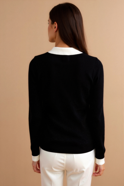 Langärmliges Poloshirt mit Kontrastkragen