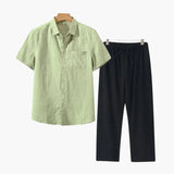 Lincoln | Old Money Herren Leinen-Set mit Kurzarmhemd & Sommerhose