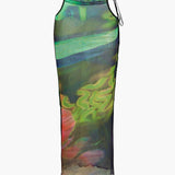Rosina | Zweiteiliges Set mit abstraktem Print & Bandeau-Top