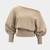 Luana | Stylishes Strick-Zweiteiler-Set mit One-Shoulder-Pullover & High-Waist-Shorts